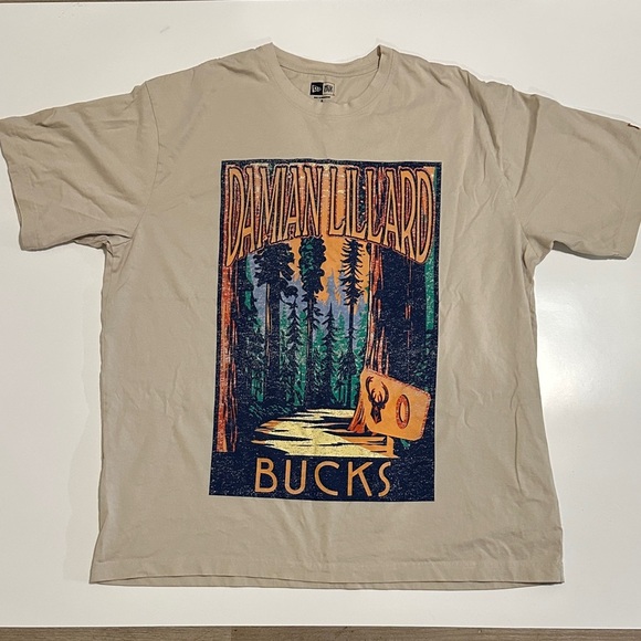 Damian Lillard Bucks Graphic T-Shirt - Tan - Picture 1 of 3